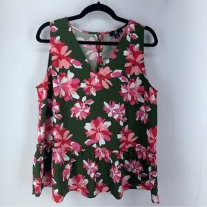 Jason Wu Womens Large Tank Printed Crepe Satin Peplum Artsy Floral A397065